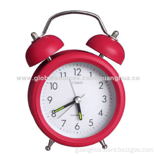 Metal clock with voice recording function, in twin bell design